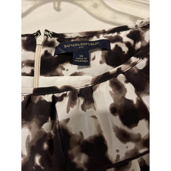 Banana Republic Womens Size 14 Brown/White Ruffled-Neck, Sleeveless Dress! M128 - Picture 4 of 10